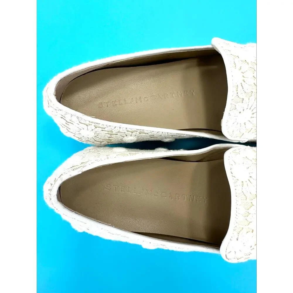 Stella McCartney Binx Platform Loafer Size 5/35 Tan/White Daisies Slip-On New